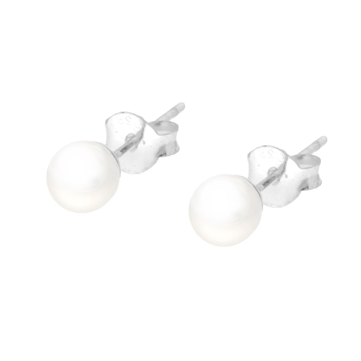 Orecchini Perla Parigi mm 4 colore Bianco in ARGENTO 925