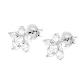Coppia Orecchini Punto Luce In Argento 925 Rodiato Con Zirconi – Made In Italy, Ipoallergenici
