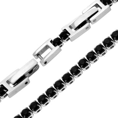 Bracciale Tennis mm 3 con Cubic Zirconia Neri regolabile cm 17-20 in ACCIAIO