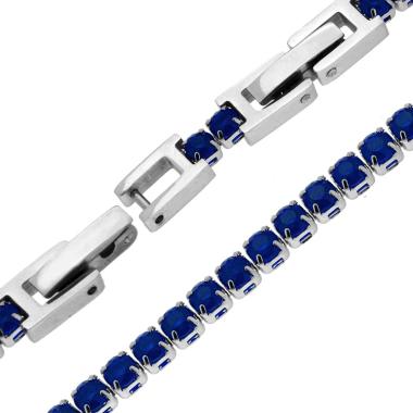 Bracciale Tennis mm 3 con Cubic Zirconia Blu Zaffiro regolabile cm 17-20 in ACCIAIO