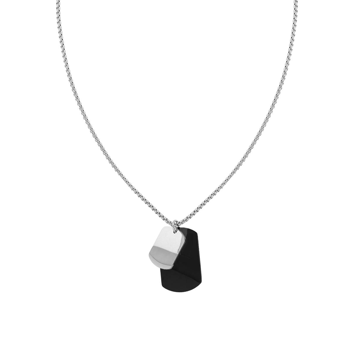 Collana uomo con doppia piastrina in acciaio - Silver e Black