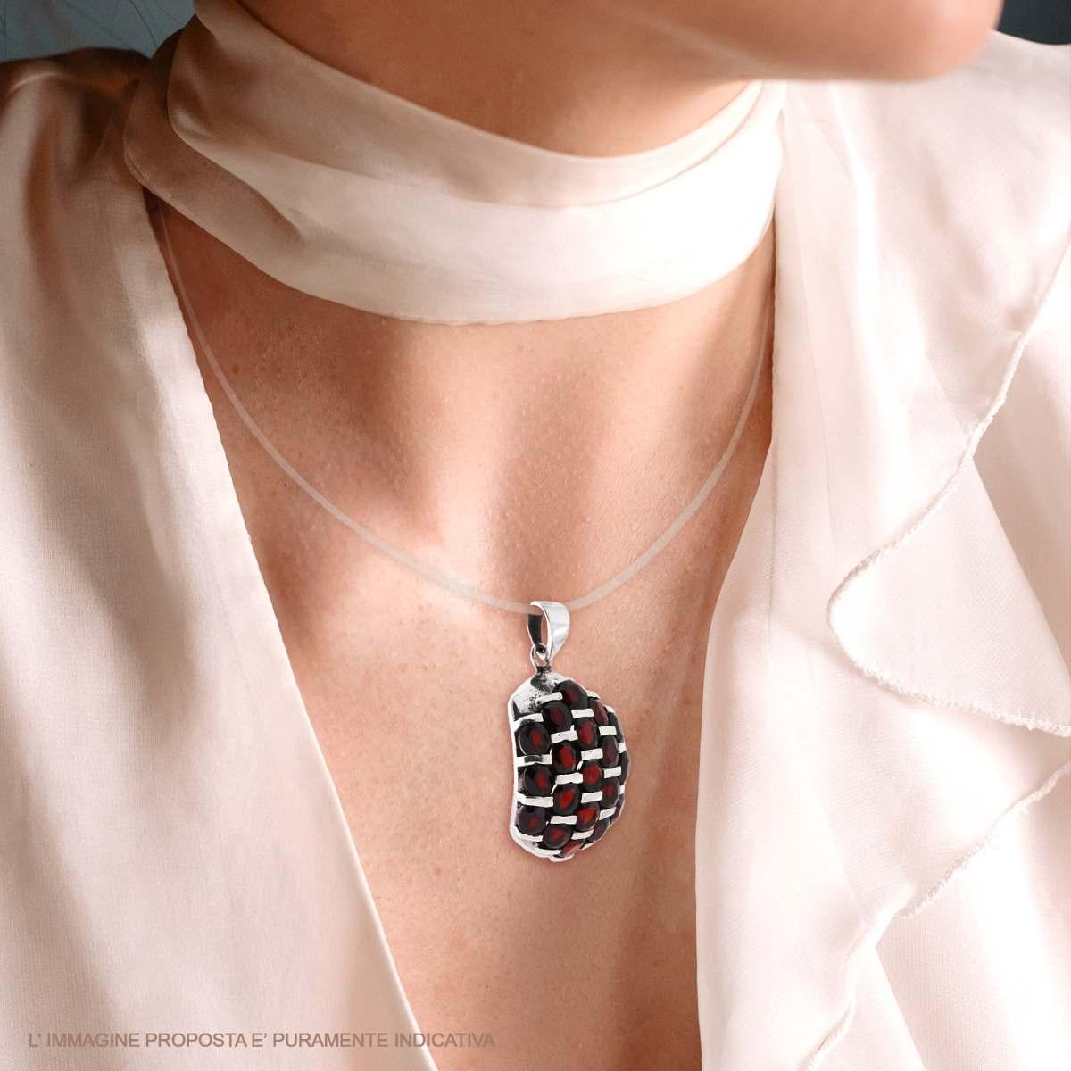 Ciondolo Etnico Ovale con Pietre Naturali in ARGENTO 925