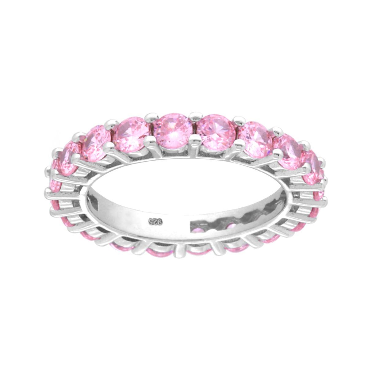 Anello Eternity Veretta a giro con Cubic Zirconia Rosa mm 3 in ARGENTO 925 Galvanica Rodio