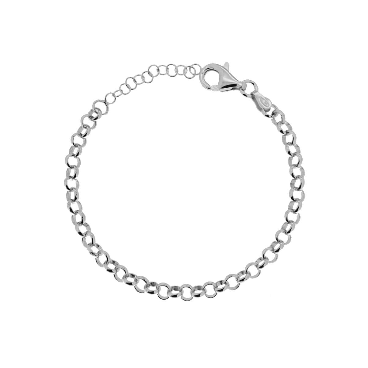 Bracciale Catena Rolo 070 sezione mm 4,50 in ARGENTO 925 Galvanica Rodio