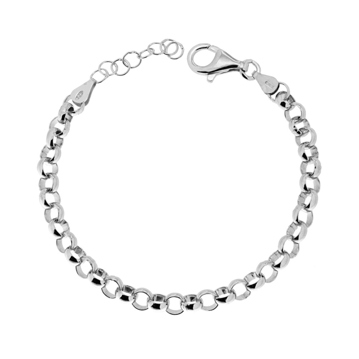 Bracciale Catena Rolo 100 sezione mm 5,7 in ARGENTO 925 Galvanica Rodio