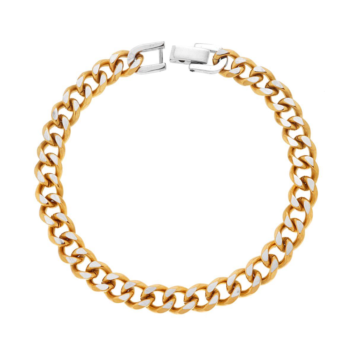 Bracciale Uomo Catena Grumetta mm 7.5 colore Oro in ACCIAIO