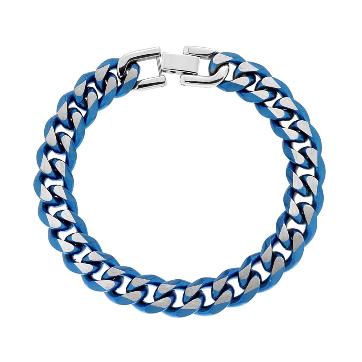 Bracciale Uomo Catena Grumetta mm 10.5 colore Blu in ACCIAIO