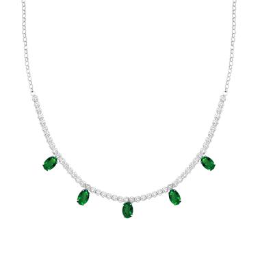 Tuscany Silver Collana Donna In Argento Sterling 925 Con Pendente Quadrato In Zircone Cubico - Catena A Grumetta 46 Cm - Ipoallergenica