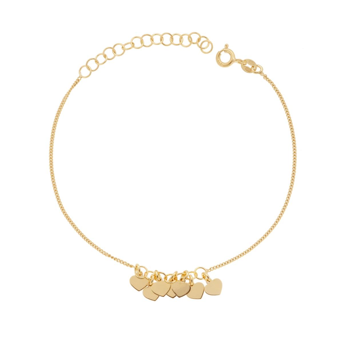 Bracciale Catena Grumetta con Cuori plain pendenti in ARGENTO 925 Galvanica Oro