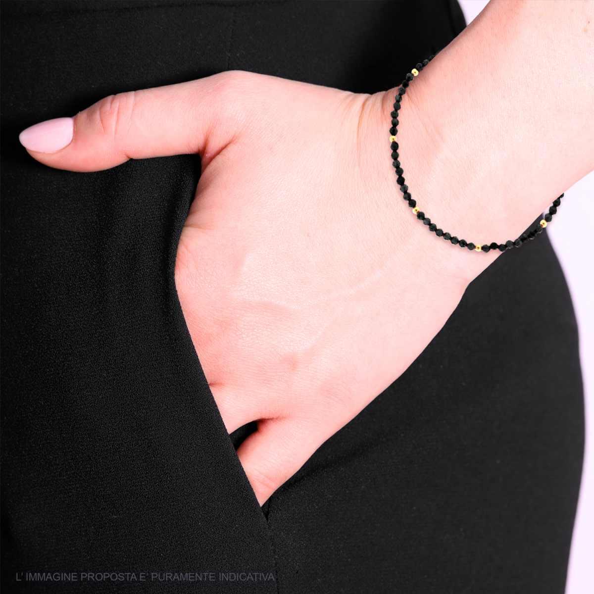 Bracciale Filo Pietra Onice mm 2 con filo palline e chiusura in ARGENTO 925 Galvanica Oro