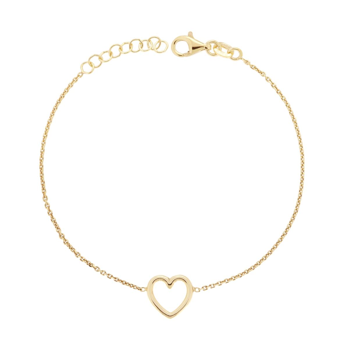 Bracciale Catena Forzatina Diamantata con Cuore in ARGENTO 925 Galvanica Oro