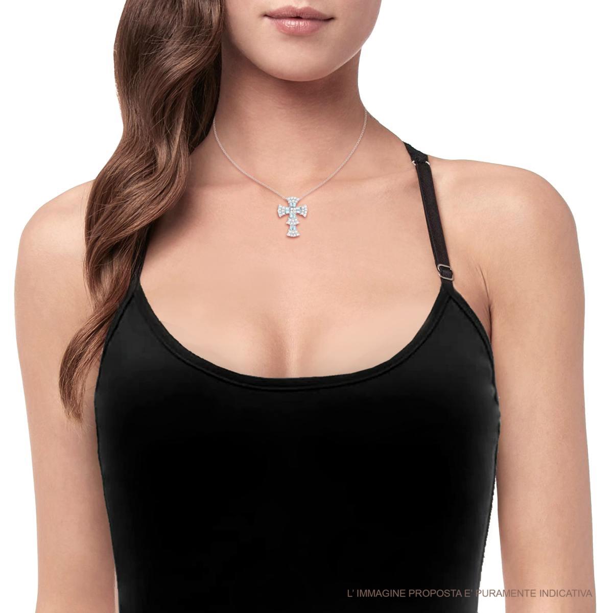 Collana croce in argento 925 con zirconi (1Pz.)