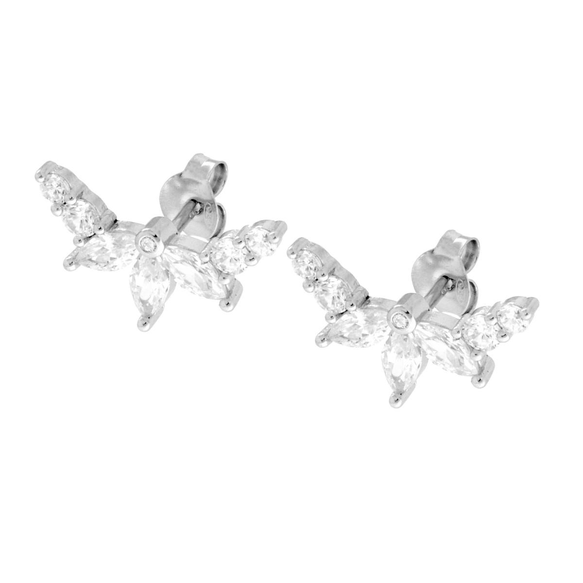 Orecchini Libellula con Cubic Zirconia Bianchi in ARGENTO 925 Galvanica Rodio