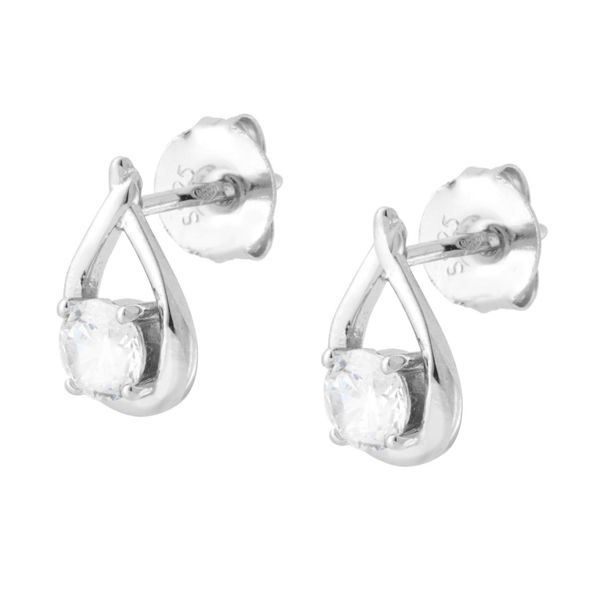 Parure Set Orecchini e Ciondolo Goccia con Punto Luce e Cubic Zirconia Bianchi in ARGENTO 925 Galvanica Rodio