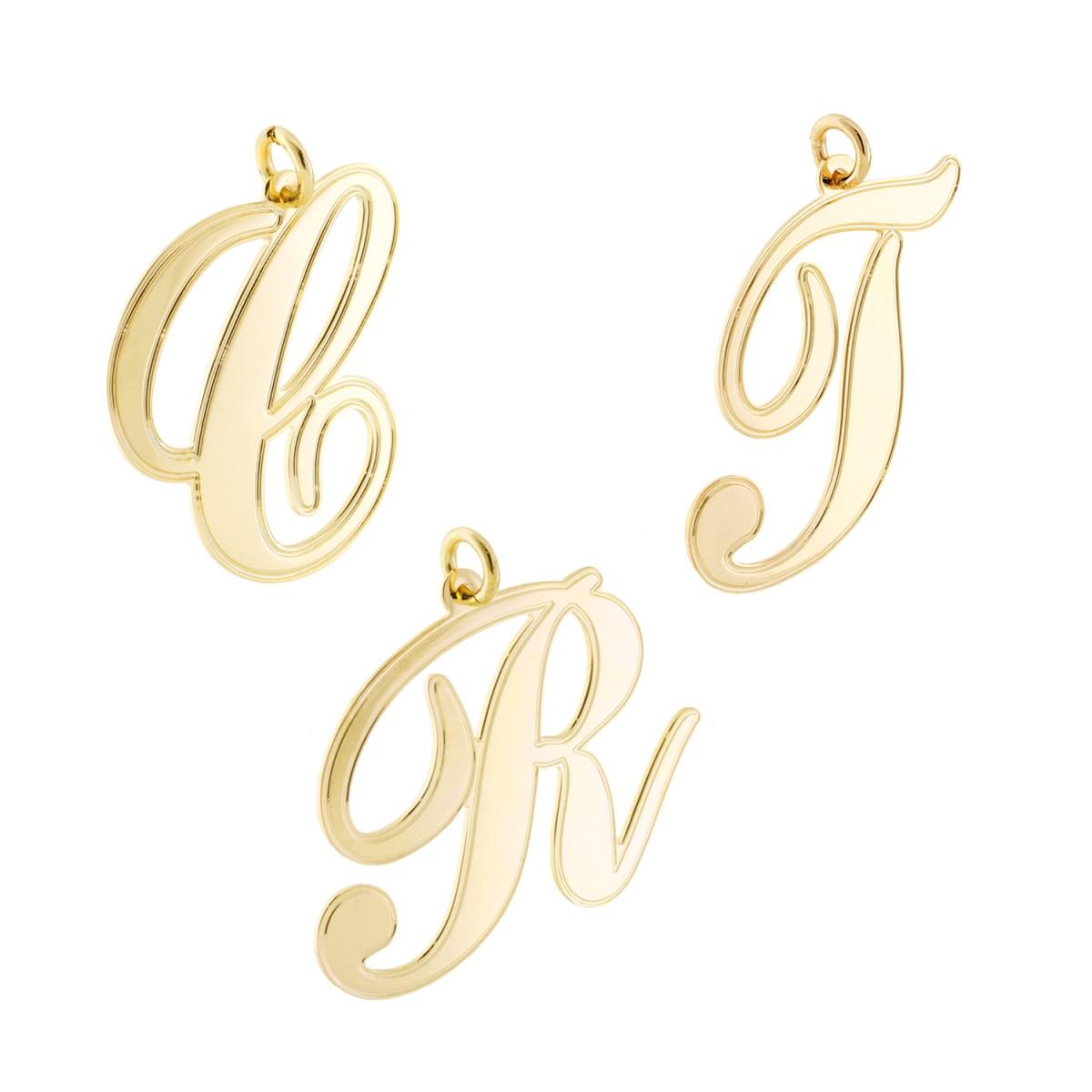 Ciondolo Lettera Iniziale Nome in Corsivo in ACCIAIO colore Oro