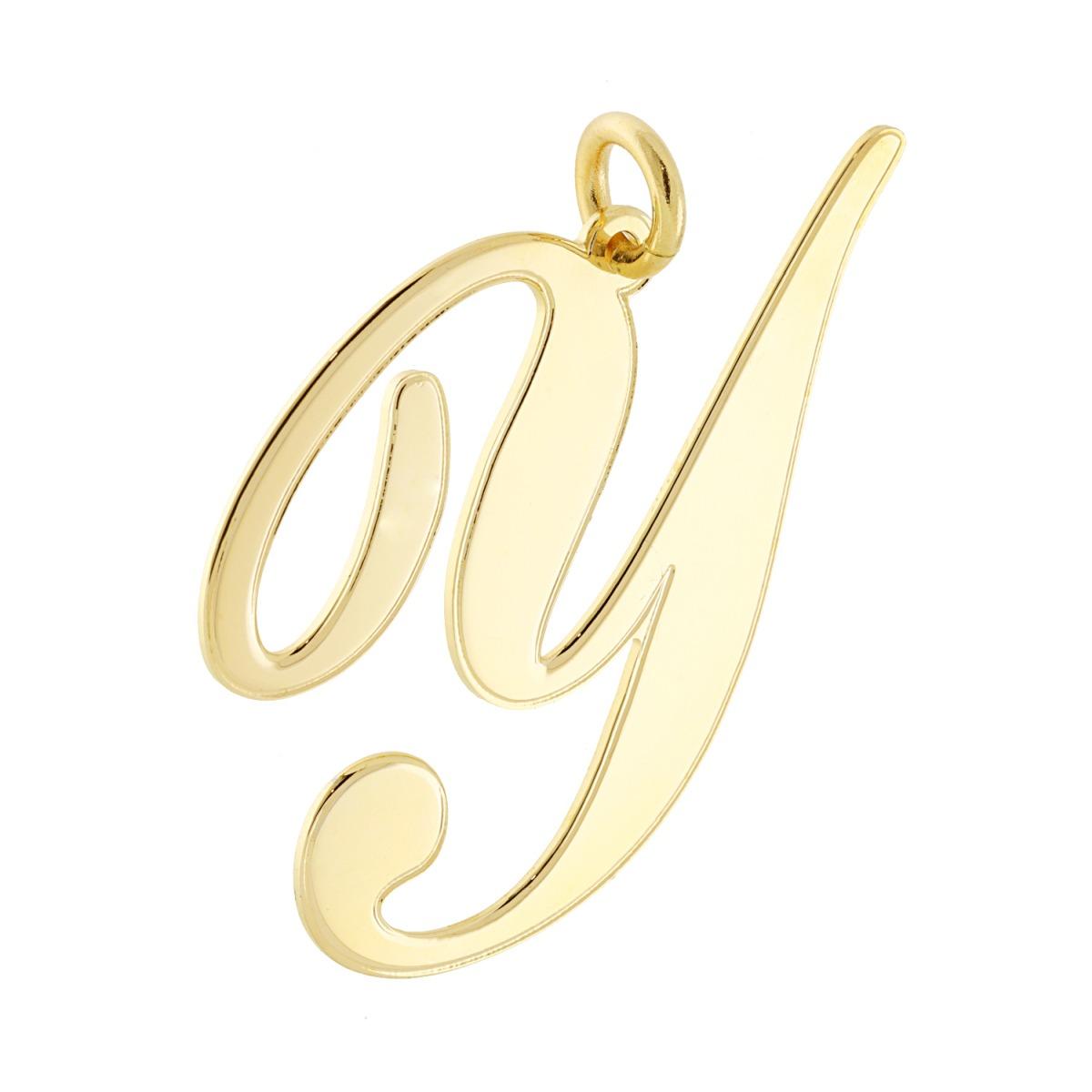 Ciondolo Lettera Iniziale Nome in Corsivo in ACCIAIO colore Oro
