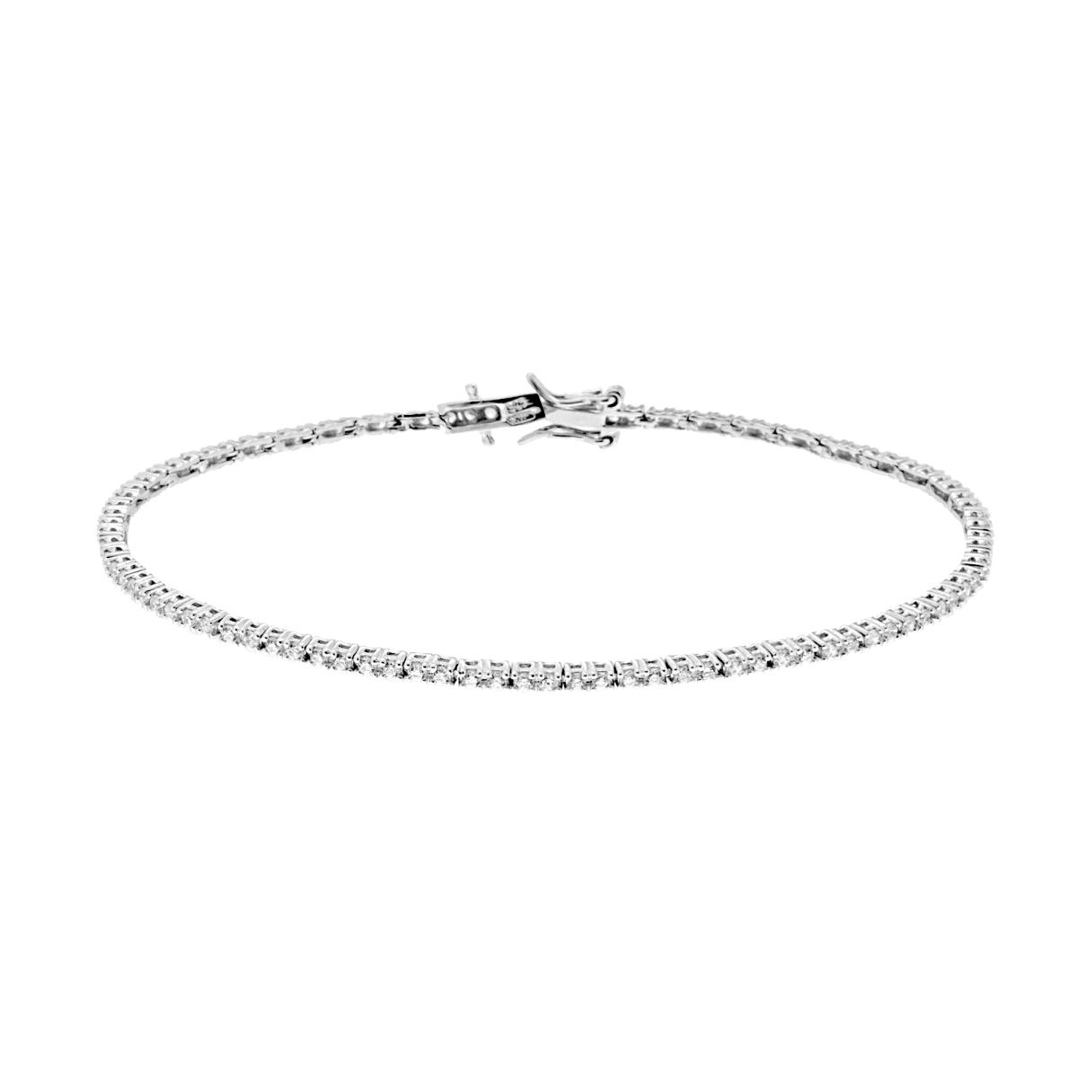 Bracciale Tennis Griffe cm 16.5 con Zirconi mm 1.5 Bianchi in ARGENTO 925 Galvanica Rodio