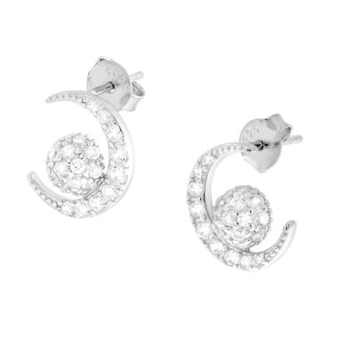Orecchini Pendenti A Coda Di Balena In Argento 925 Con Zirconi Blu - Gioiello Donna E Ragazza