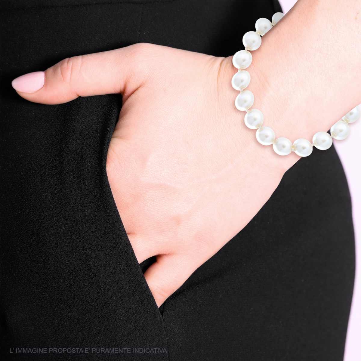 Bracciale Perla Kultra 10 mm Vetro perlato con accessori in metallo e Chiusura in ARGENTO 925 Galvanica Rodio