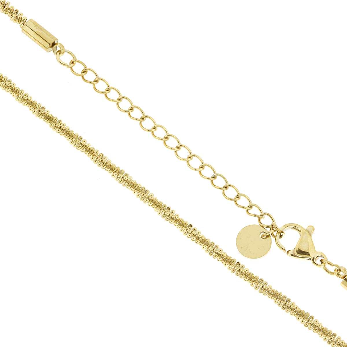 Collana Catena Corda Diamantata sezione mm 2.3 lunghezza cm 40+5 in ACCIAIO colore Oro