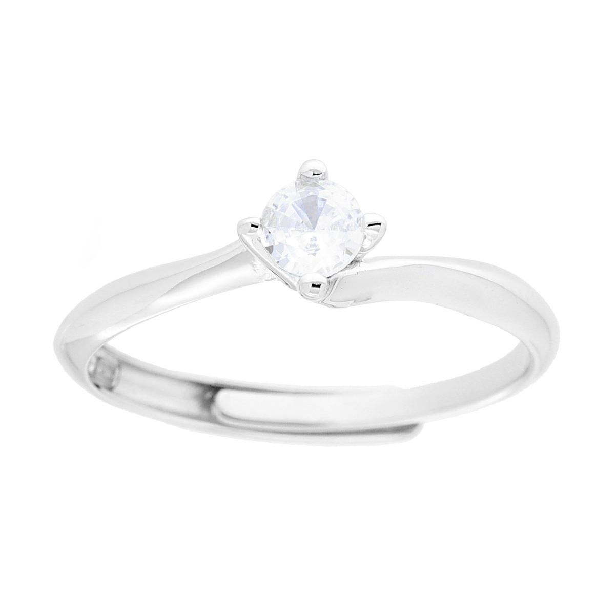 Anello Solitario con Cubic Zirconia Bianco mm 4 in ARGENTO 925 Galvanica Rodio