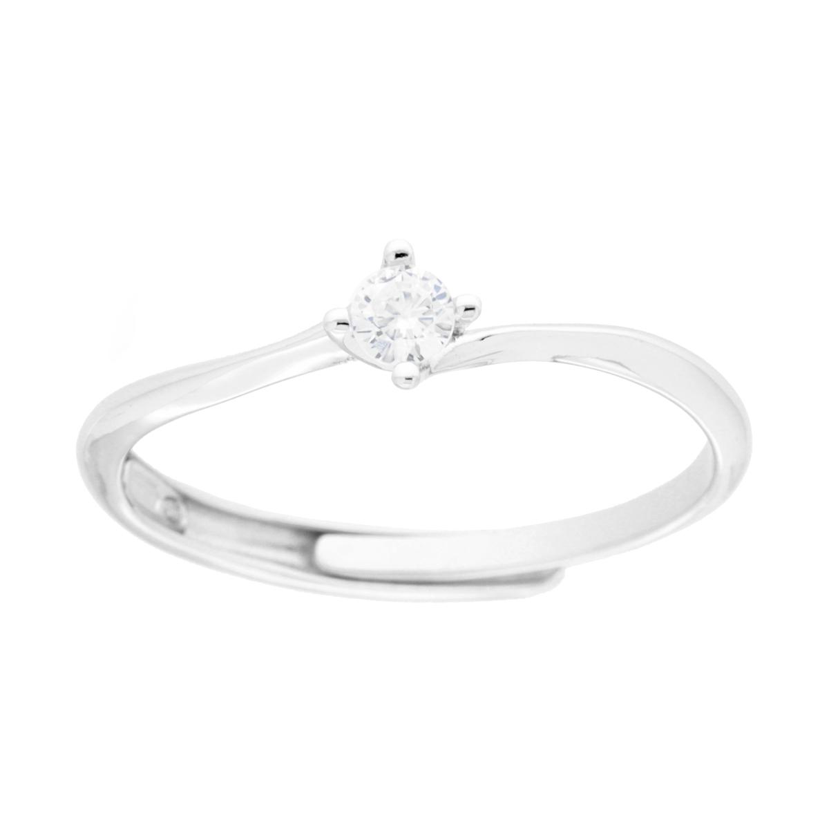 Anello Solitario con Cubic Zirconia Bianco mm 3 in ARGENTO 925 Galvanica Rodio