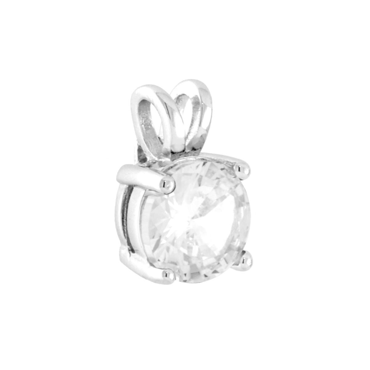 Parure Set Orecchini e Ciondolo Punto Luce Tondo con Cubic Zirconia Bianchi in ARGENTO 925 Galvanica Rodio