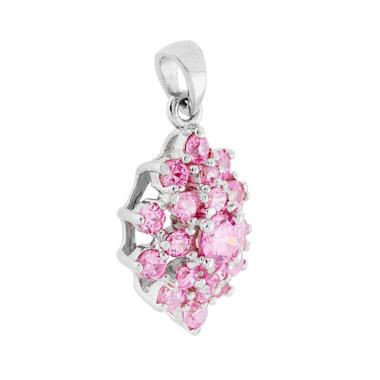 Ciondolo Fiore con Cubic Zirconia Rosa in ARGENTO 925 Galvanica Rodio