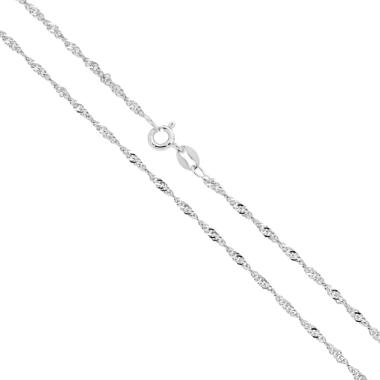 Catena Singapore Diamantata cm 45 sezione mm 1.9 in ARGENTO 925 Galvanica Rodio