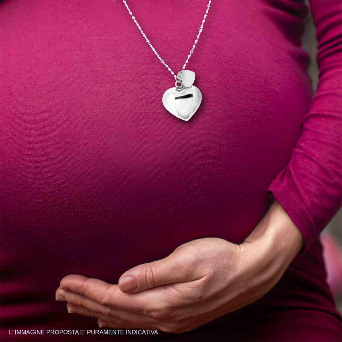 Collana Catena Forzatina Diamantata con Chiama Angeli Cuore in ACCIAIO