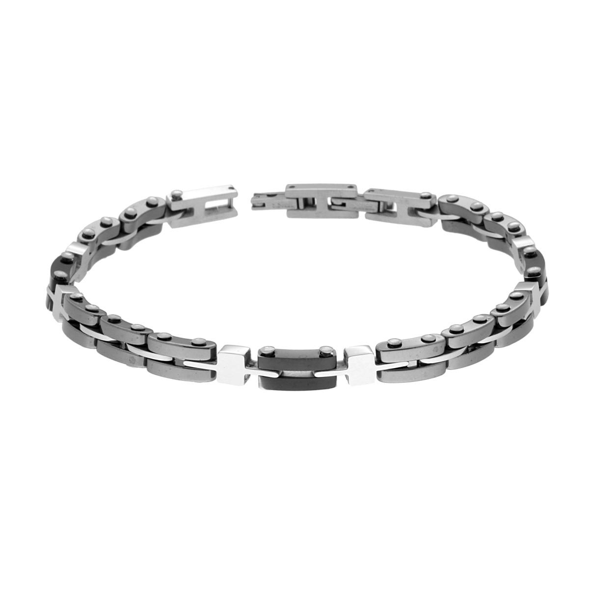 Bracciale Uomo Maglia Imperniata in Ceramica Antracite in ACCIAIO