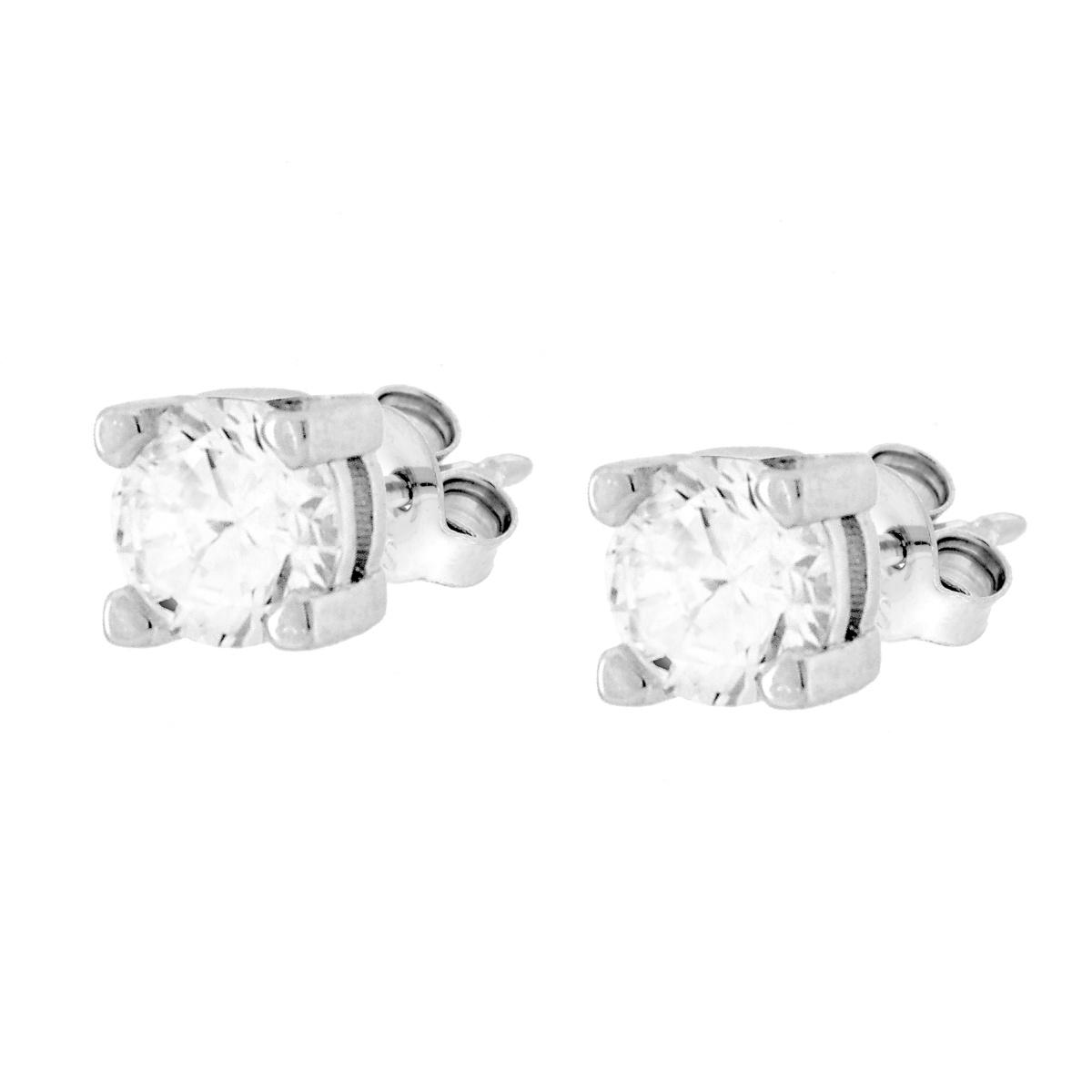 Parure Set Orecchini e Ciondolo Punto Luce con Cubic Zirconia Bianchi in ARGENTO 925 Galvanica Rodio