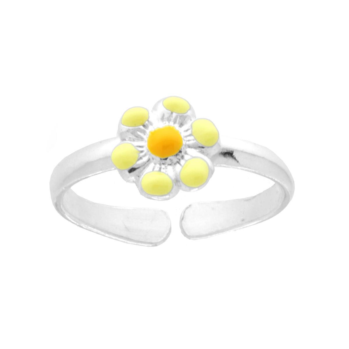 Anello Bimba con Fiore smalto Giallo in ARGENTO 925