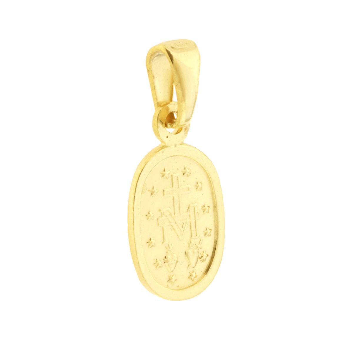 Ciondolo Medaglia Ovale con Madonna Miracolosa mm 16 in ARGENTO 925 Galvanica Oro