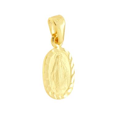 Ciondolo Medaglia Ovale con Madonna Miracolosa mm 16 in ARGENTO 925 Galvanica Oro