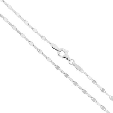 Catena Forzatina a Specchio Diamantata sezione 2.2 lunghezza cm 50 in ARGENTO 925 Galvanica Rodio