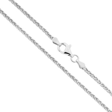 Collana catena spiga tripla 050 quadrata sezione mm 1,8 lunghezza cm 60 in ARGENTO 925 Galvanica Rodio