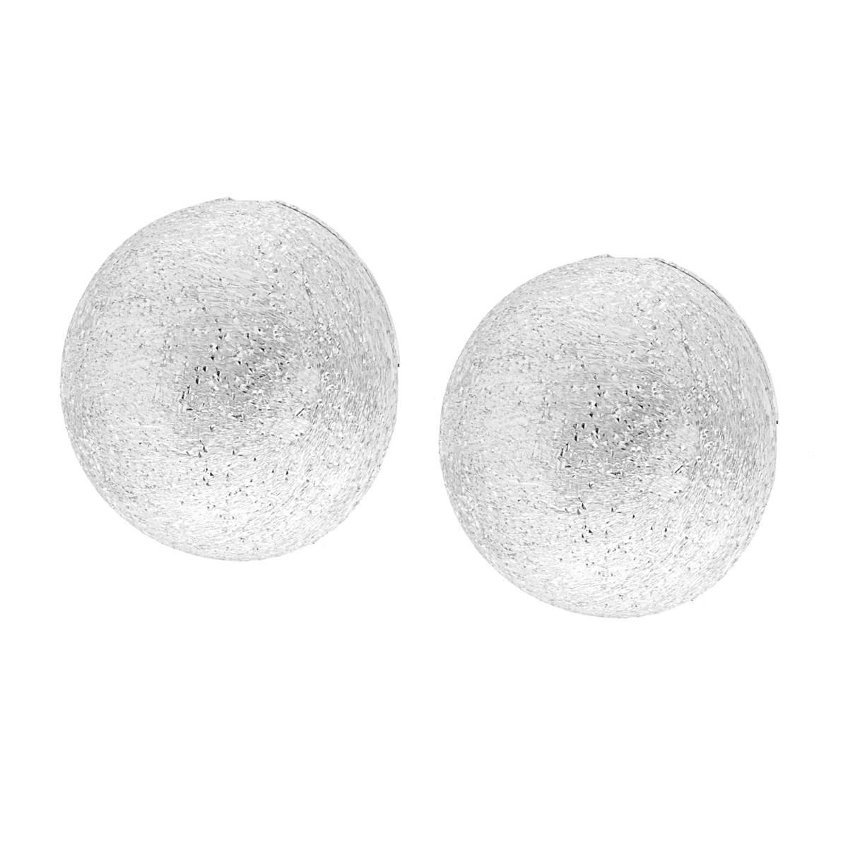 Orecchini Semisfera Spazzolati Diamantati mm 20 in ARGENTO 925 Galvanica Rodio