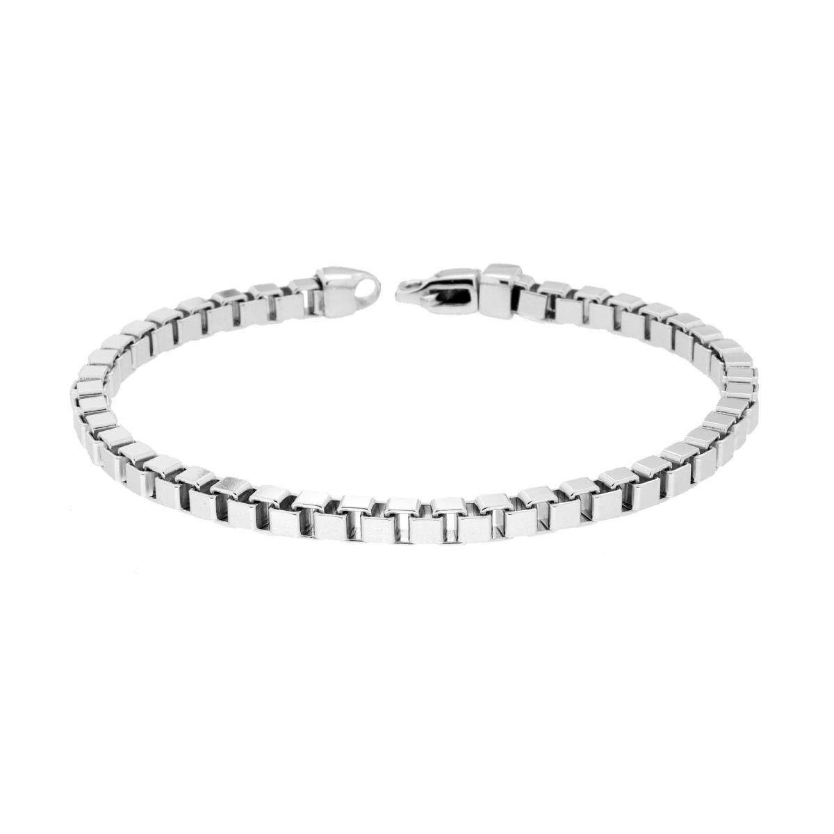 Bracciale Catena Veneziana Diamantata in ARGENTO 925 Galvanica Rodio