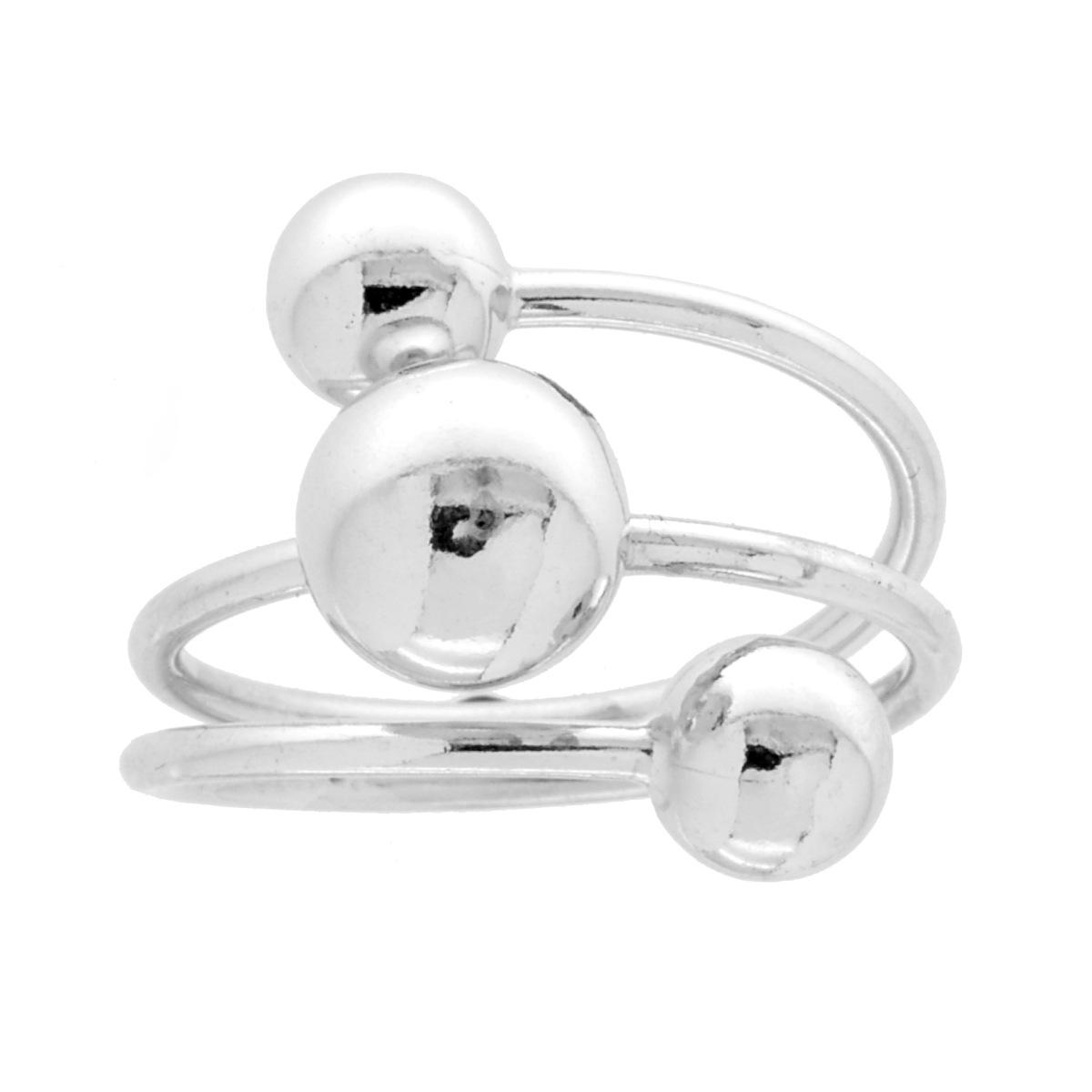 Anello multifilo con Sfere lucide in ARGENTO 925 Galvanica Rodio