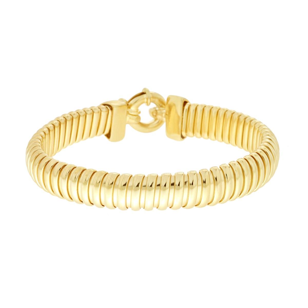 Bracciale Fascia Semirigido Catena Coda di Topo in ARGENTO 925 Galvanica Oro