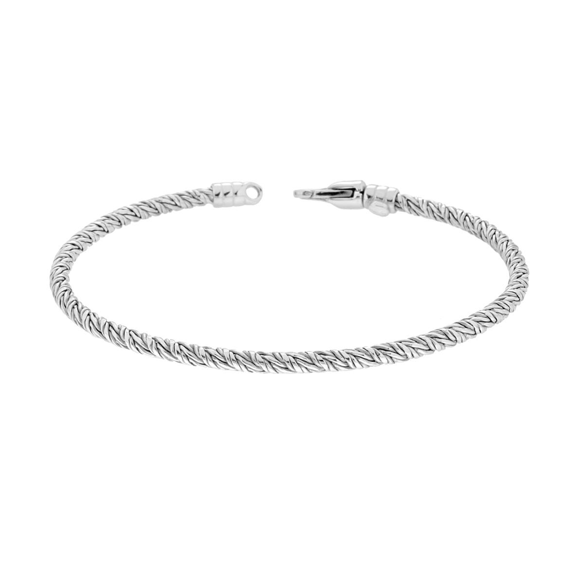 Bracciale Catena intrecciata mm 3 in ARGENTO 925 Galvanica Rodio