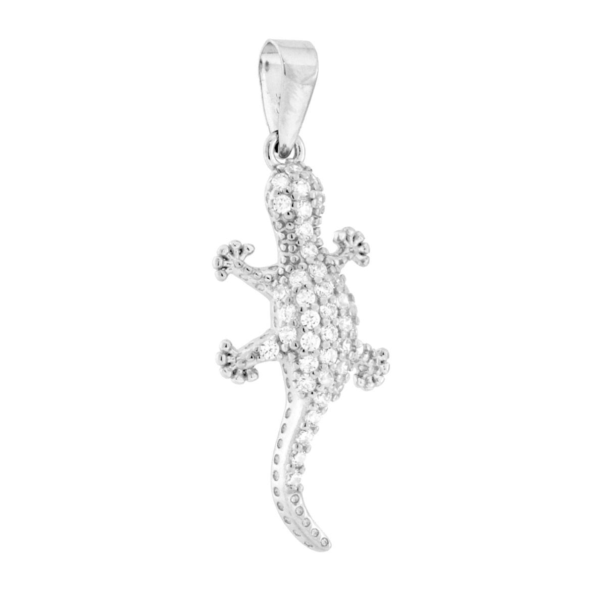 Ciondolo Geco Cubic Zirconia Bianchi in ARGENTO 925 Galvanica Rodio