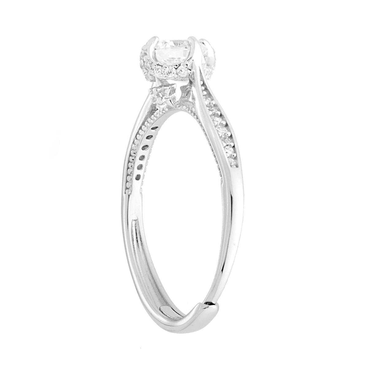 Anello Solitario con Cubic Zirconia Bianco in ARGENTO 925 Galvanica Rodio