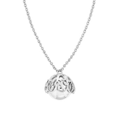 Collana Catena Forzatina con Chiama Angeli con Cuori Albero della Vita e Crystal Bianchi in ACCIAIO