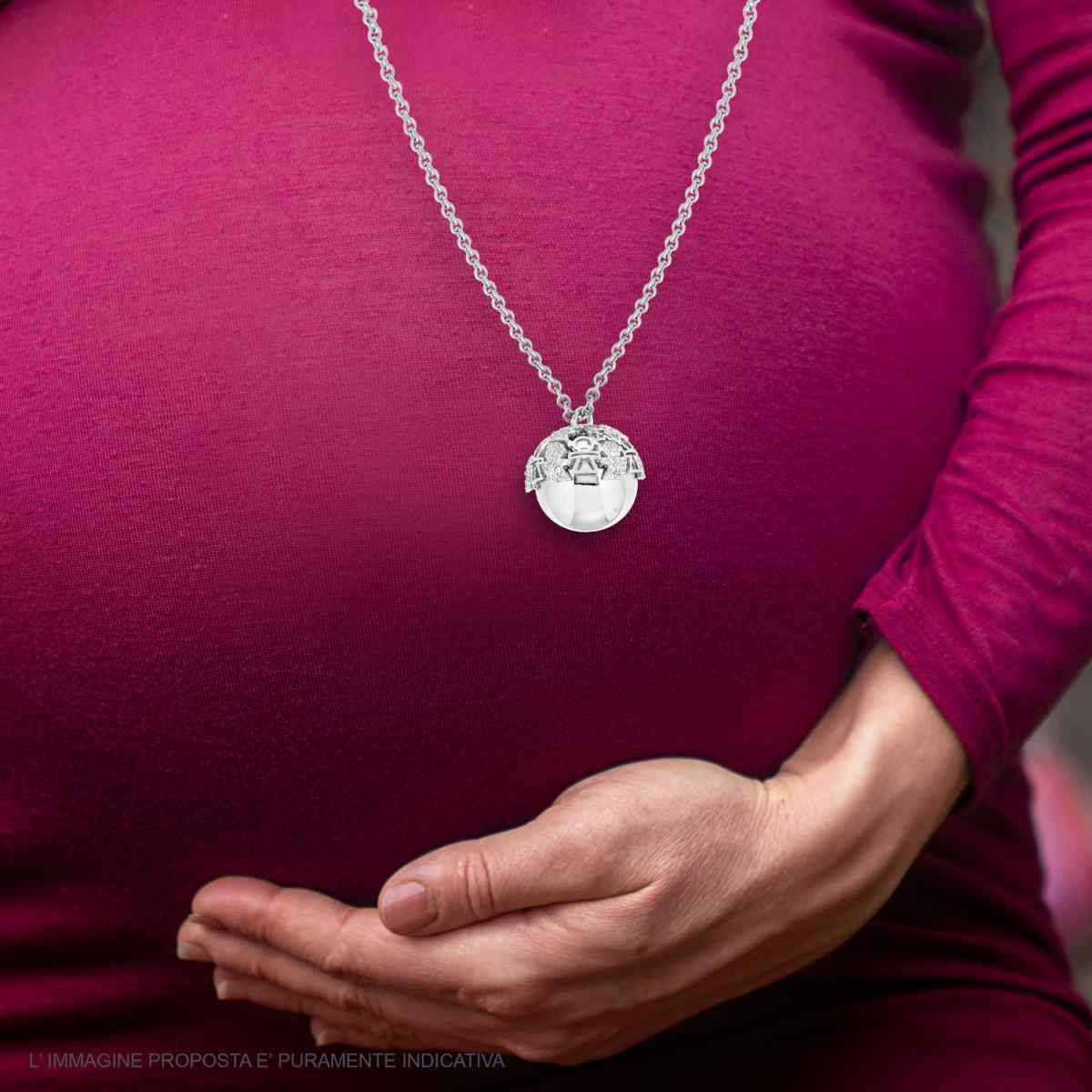 Collana Catena Forzatina con Chiama Angeli con Bimbi e Crystal Bianchi in ACCIAIO