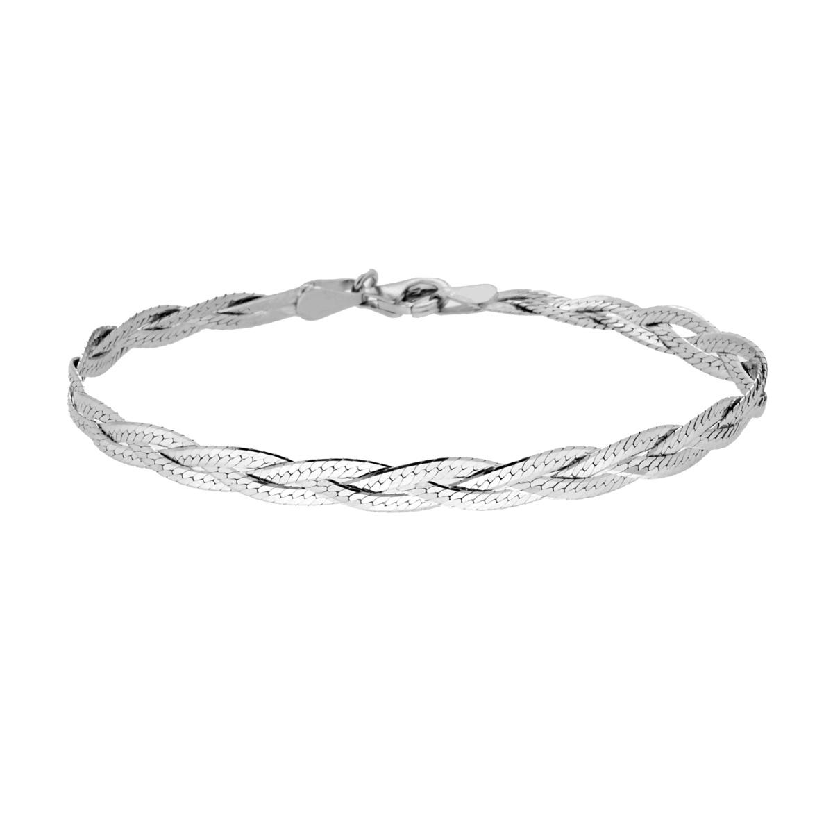 Bracciale Treccia Catena Magik in ARGENTO 925 Galvanica Rodio