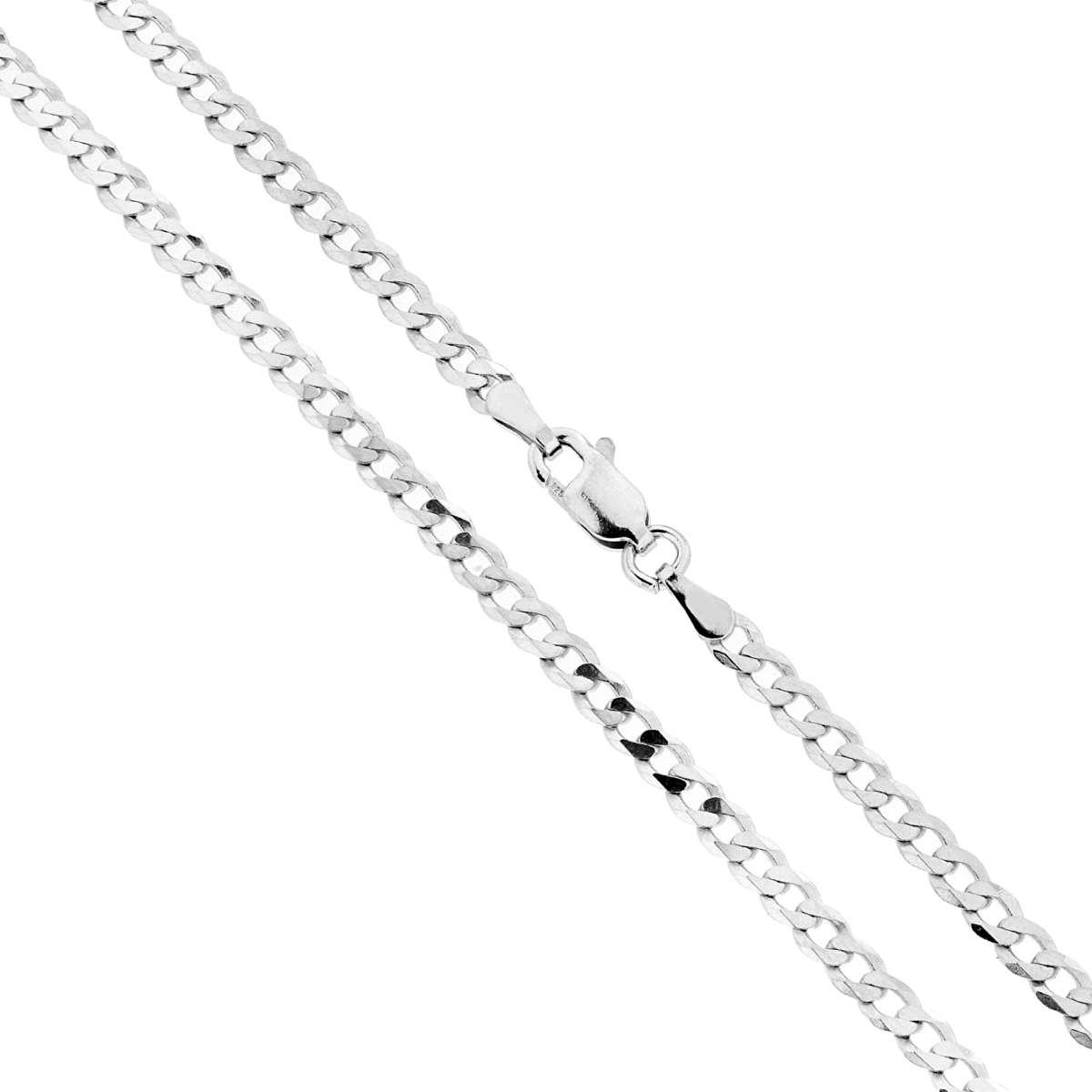 Catena Grumetta Diamantata Extraflat 080 sezione mm 3 lunghezza cm 50 in ARGENTO 925 Galvanica Rodio