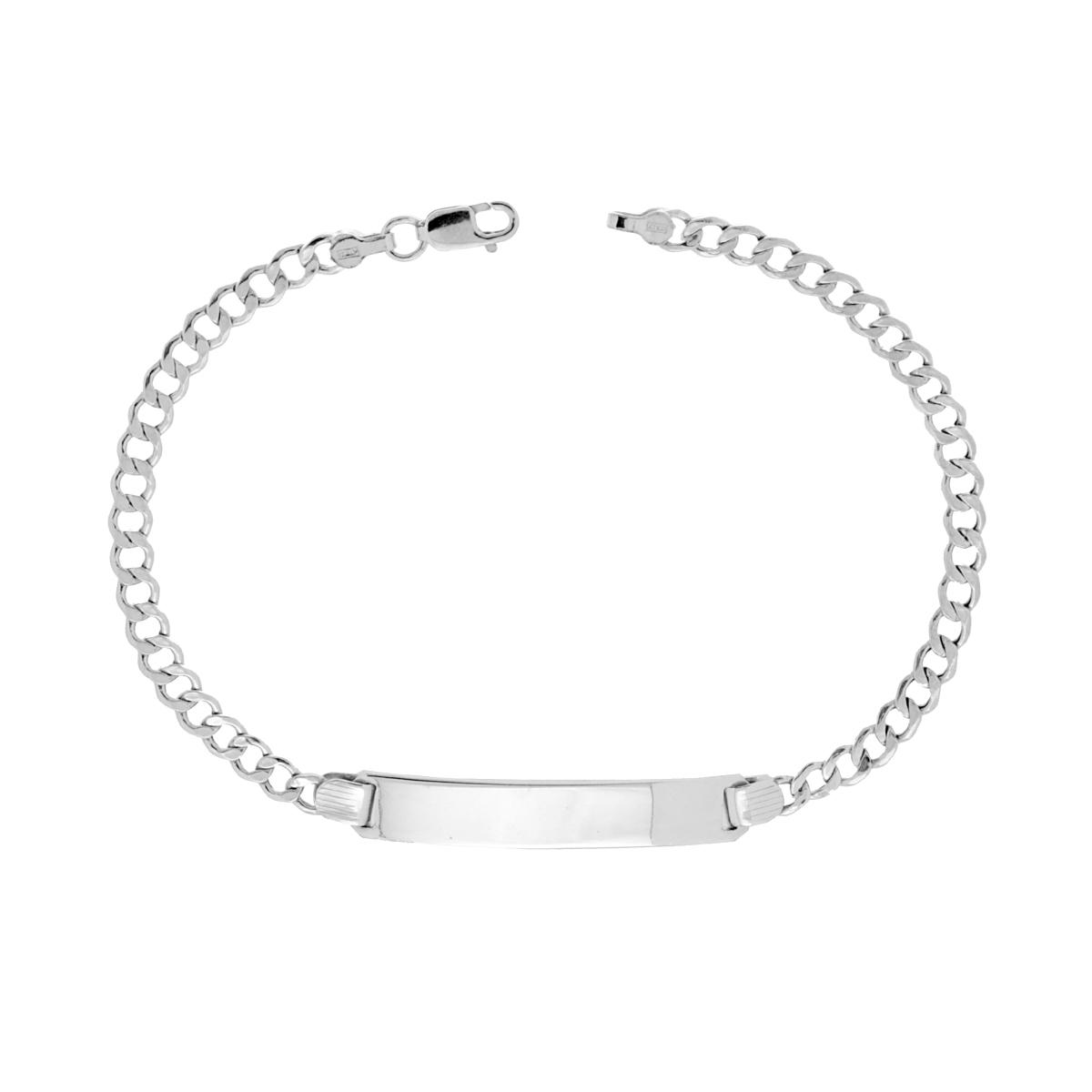 Bracciale Targa Uomo con Catena Grumetta Vuota cm 18 in ARGENTO 925