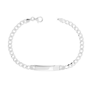 Bracciale Uomo Targa Rettangolare con Catena Grumetta Vuota in ARGENTO 925